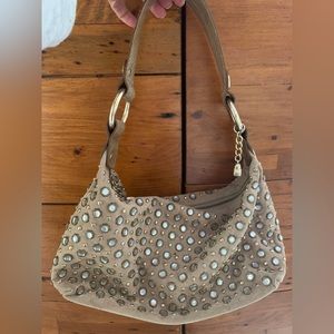 Carmel man made suede purse with studs